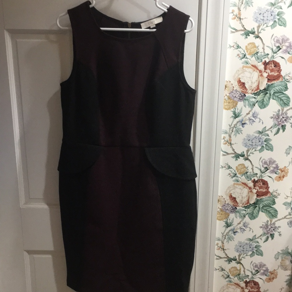 Loft Black and Burgundy Dress
